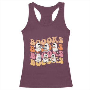 Bookish Ghost Halloween Racerback Tank Top Funny Book Lover And Spooky Squad TS12 Maroon Print Your Wear