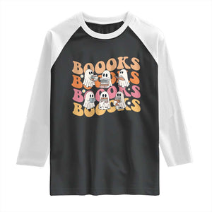Bookish Ghost Halloween Raglan Shirt Funny Book Lover And Spooky Squad TS12 Black White Print Your Wear
