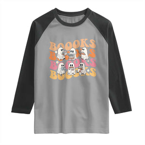 Bookish Ghost Halloween Raglan Shirt Funny Book Lover And Spooky Squad TS12 Sport Gray Black Print Your Wear