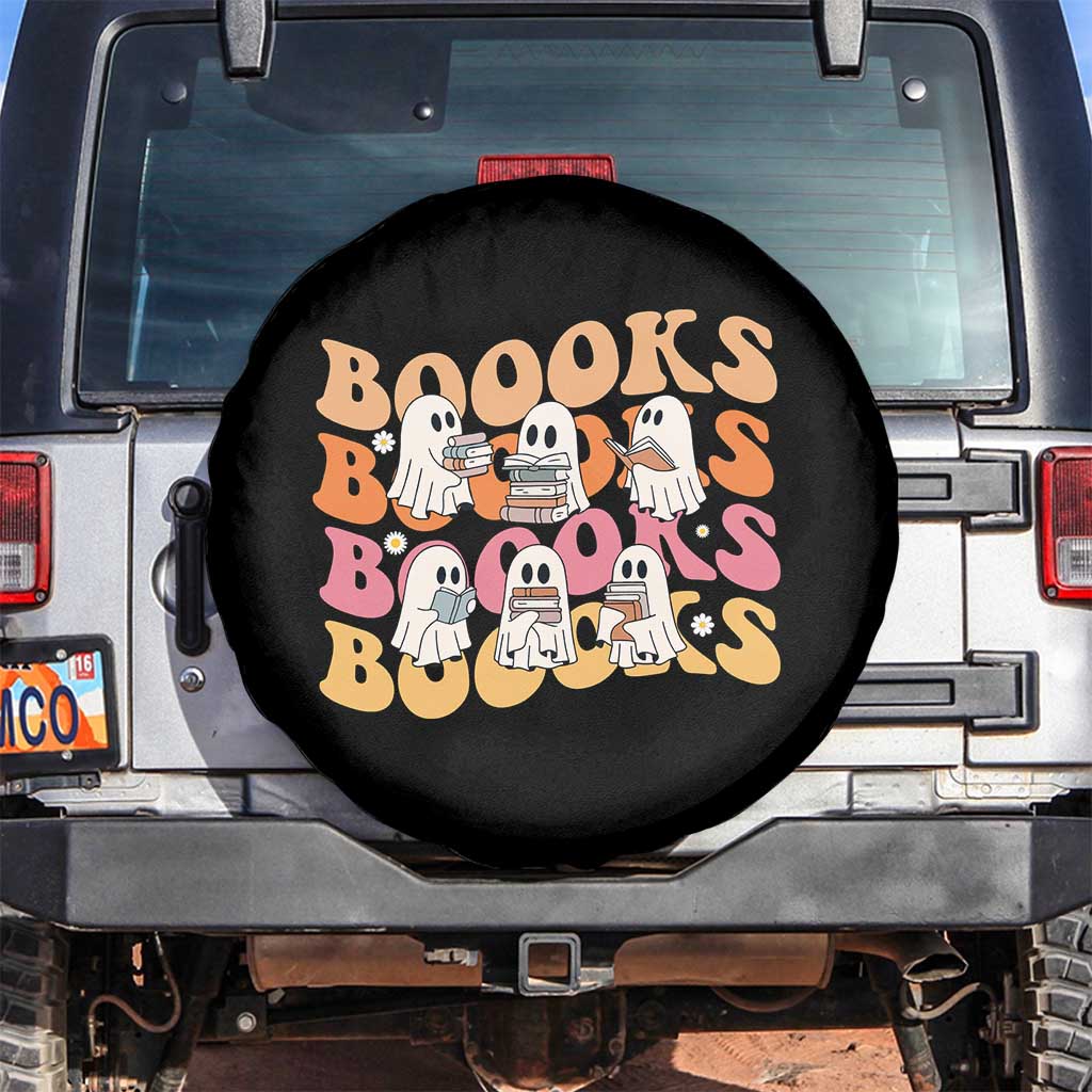 Bookish Ghost Halloween Spare Tire Cover Funny Book Lover And Spooky Squad TS12 No hole Black Print Your Wear