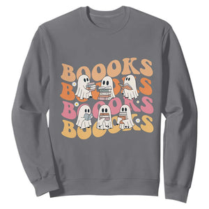 Bookish Ghost Halloween Sweatshirt Funny Book Lover And Spooky Squad TS12 Charcoal Print Your Wear
