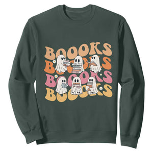 Bookish Ghost Halloween Sweatshirt Funny Book Lover And Spooky Squad TS12 Dark Forest Green Print Your Wear