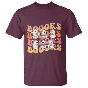 Bookish Ghost Halloween T Shirt Funny Book Lover And Spooky Squad TS12 Maroon Print Your Wear