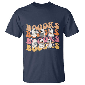 Bookish Ghost Halloween T Shirt Funny Book Lover And Spooky Squad TS12 Navy Print Your Wear