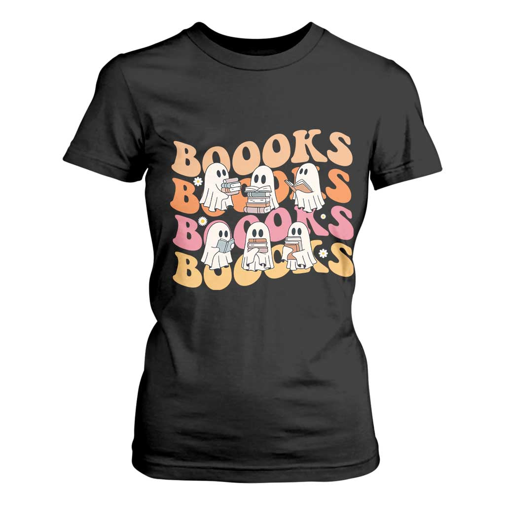 Bookish Ghost Halloween T Shirt For Women Funny Book Lover And Spooky Squad TS12 Black Print Your Wear