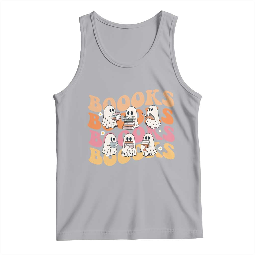 Bookish Ghost Halloween Tank Top Funny Book Lover And Spooky Squad TS12 Athletic Heather Print Your Wear