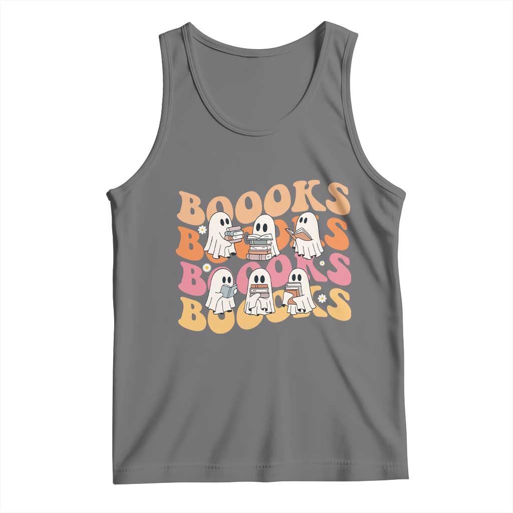 Bookish Ghost Halloween Tank Top Funny Book Lover And Spooky Squad TS12 Black Heather Print Your Wear