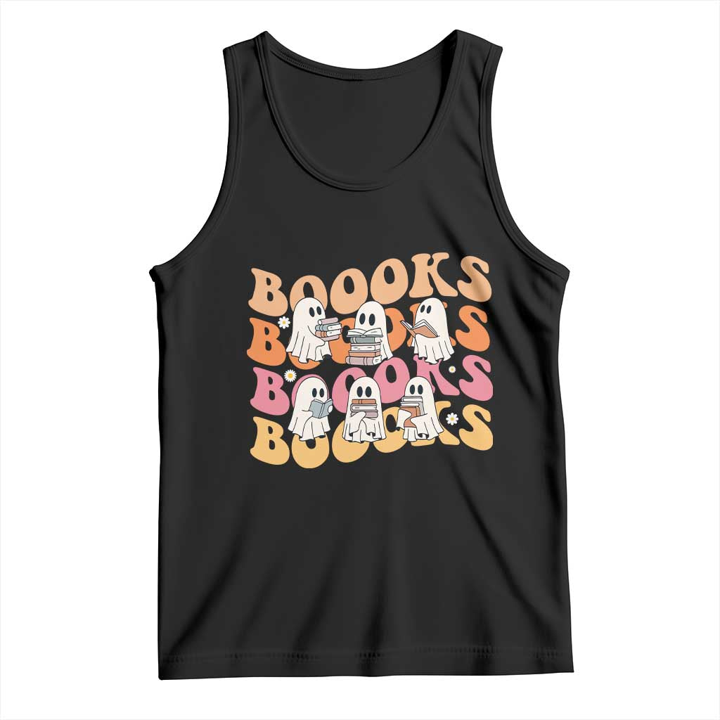 Bookish Ghost Halloween Tank Top Funny Book Lover And Spooky Squad TS12 Black Print Your Wear