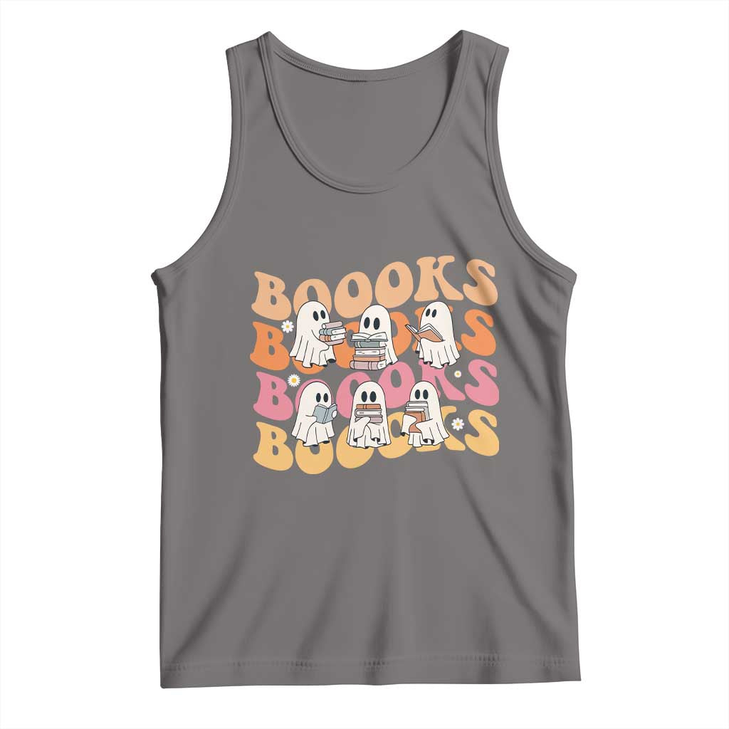 Bookish Ghost Halloween Tank Top Funny Book Lover And Spooky Squad TS12 Deep Heather Print Your Wear