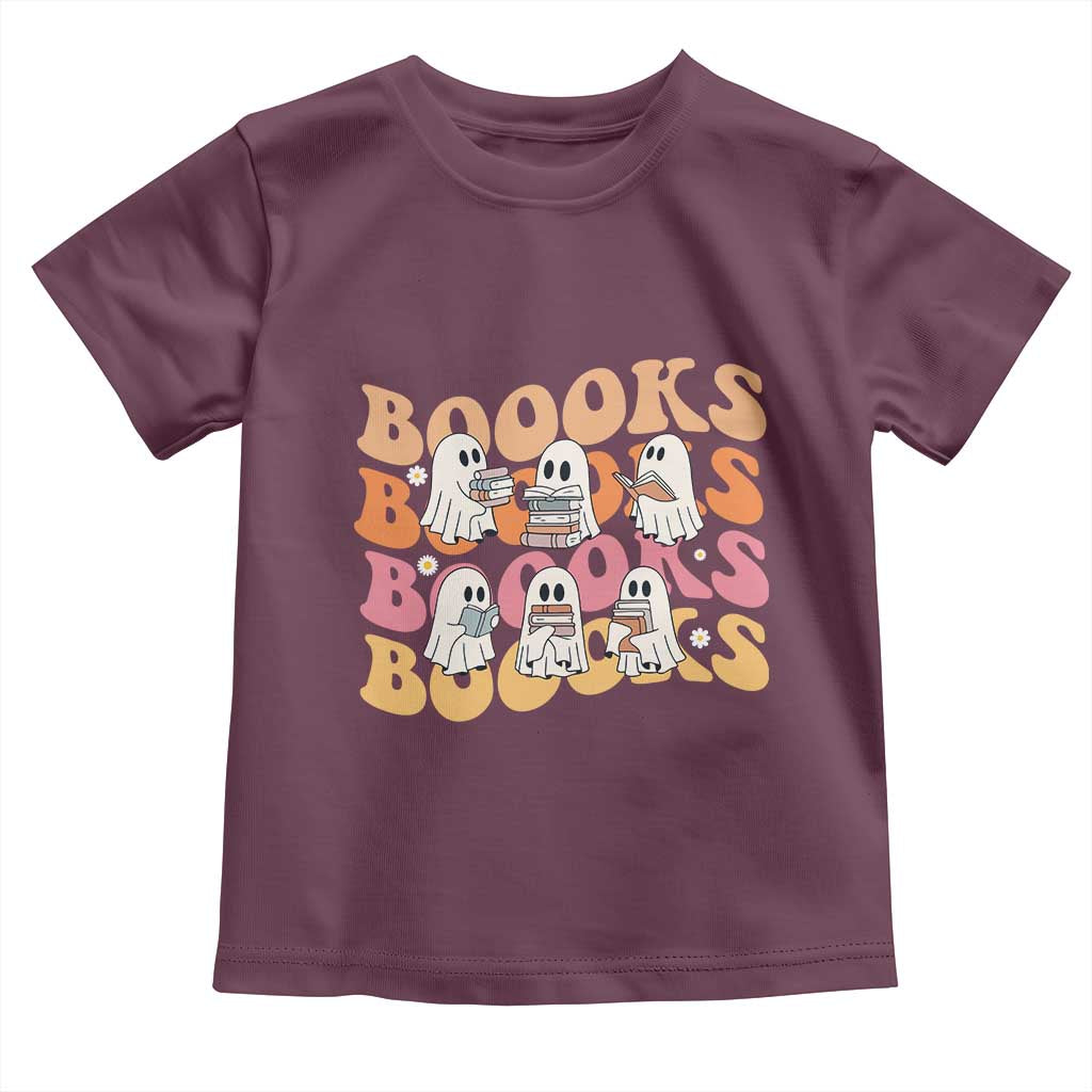Bookish Ghost Halloween Toddler T Shirt Funny Book Lover And Spooky Squad TS12 Maroon Print Your Wear