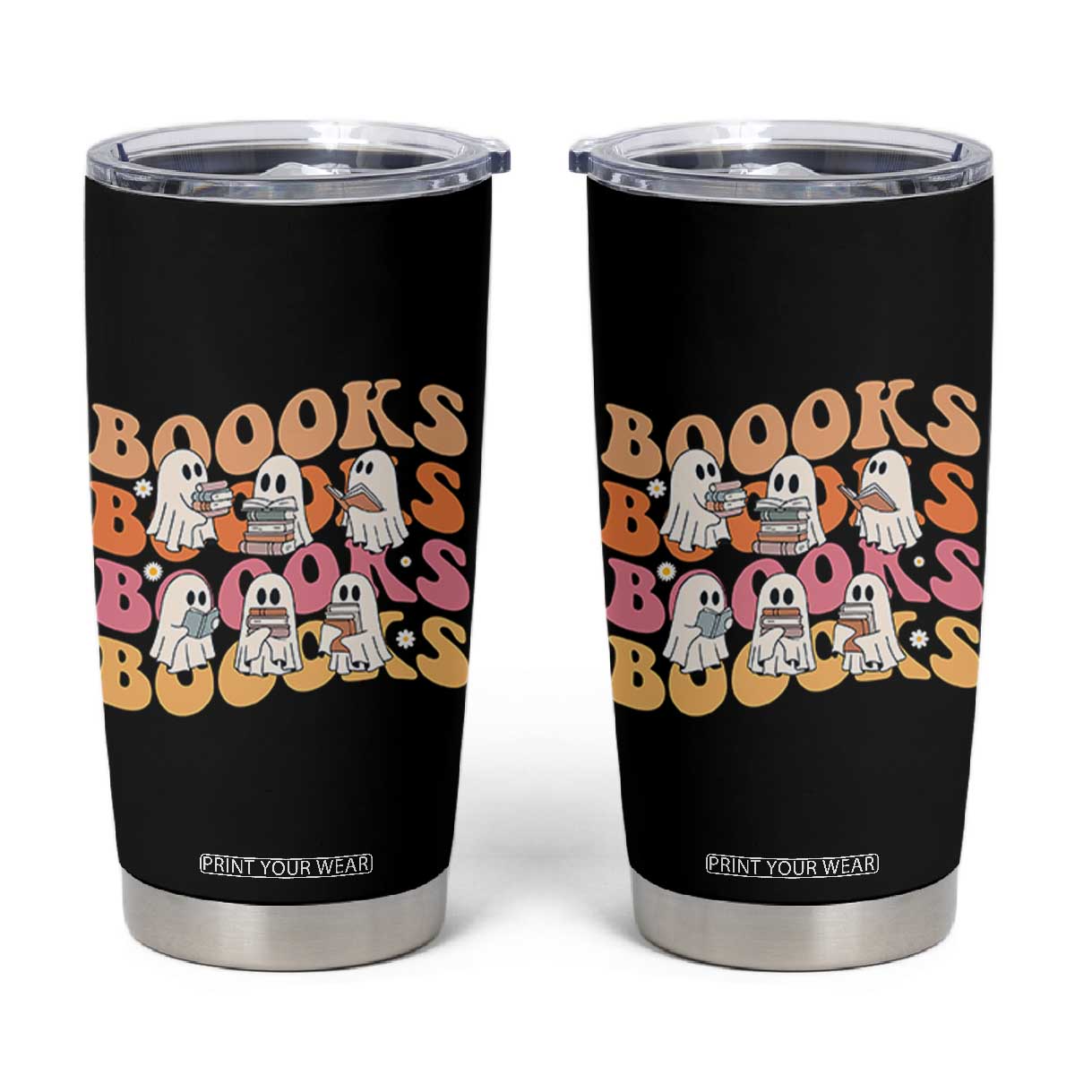 Bookish Ghost Halloween Tumbler Cup Funny Book Lover And Spooky Squad TS12 Black Print Your Wear