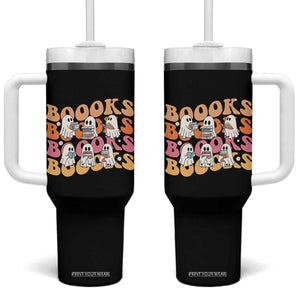 Bookish Ghost Halloween Tumbler With Handle Funny Book Lover And Spooky Squad TS12 One Size: 40 oz Black Print Your Wear