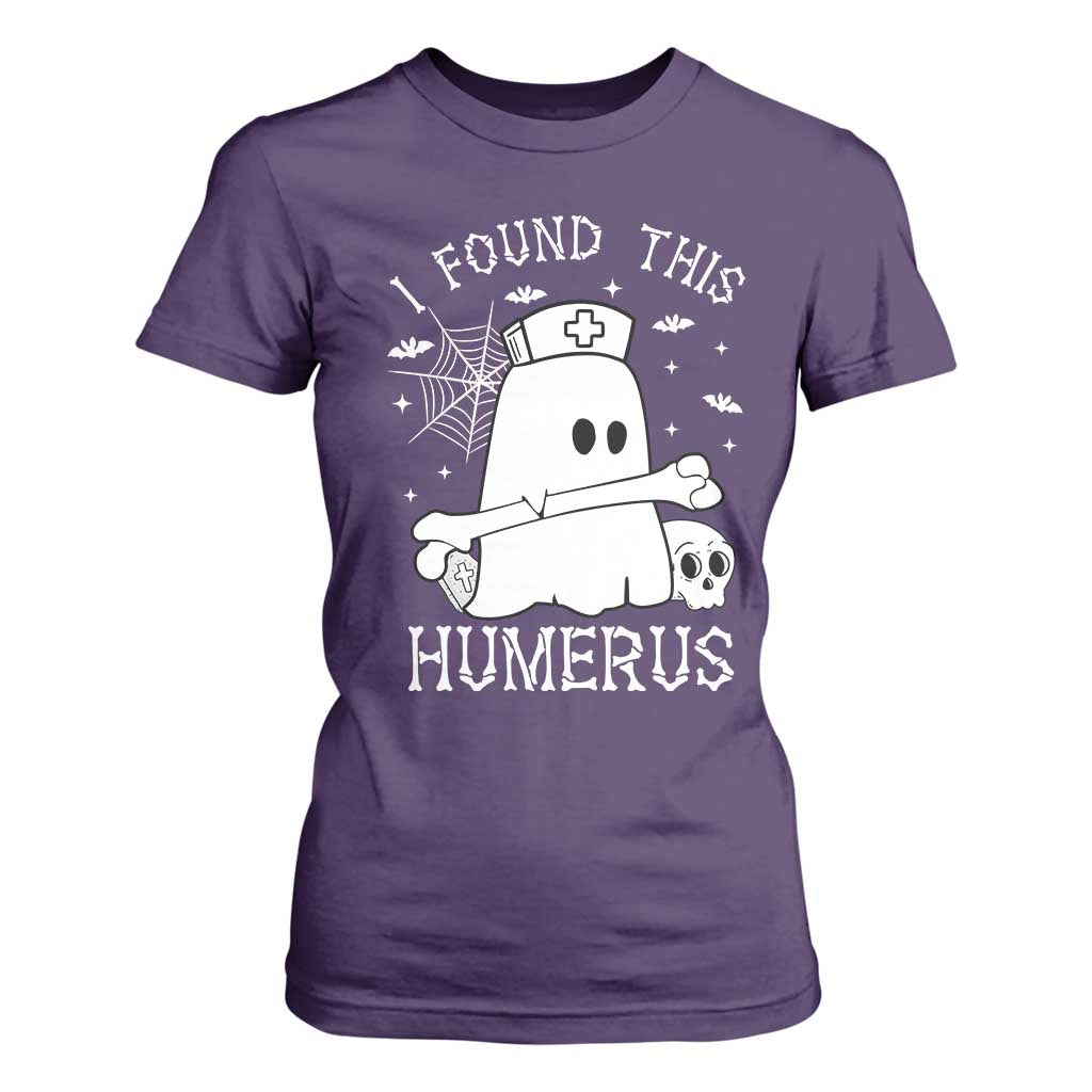 Cute Halloween Nurse I Found This Humerus Ghost Bone Pun T Shirt For Women TS12 Purple Print Your Wear