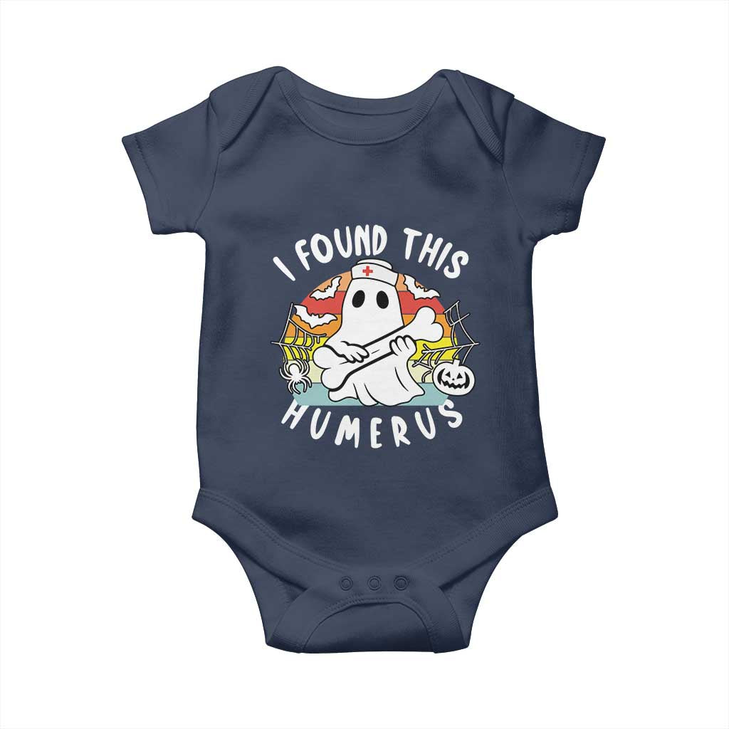 Halloween Ghost Nurse Baby Onesie I Found This Humerus Bone Pun TS12 Navy Print Your Wear