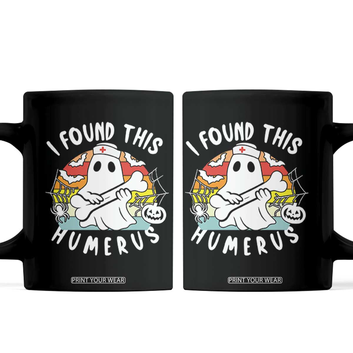 Halloween Ghost Nurse Coffee Mug I Found This Humerus Bone Pun TS12 Black Print Your Wear