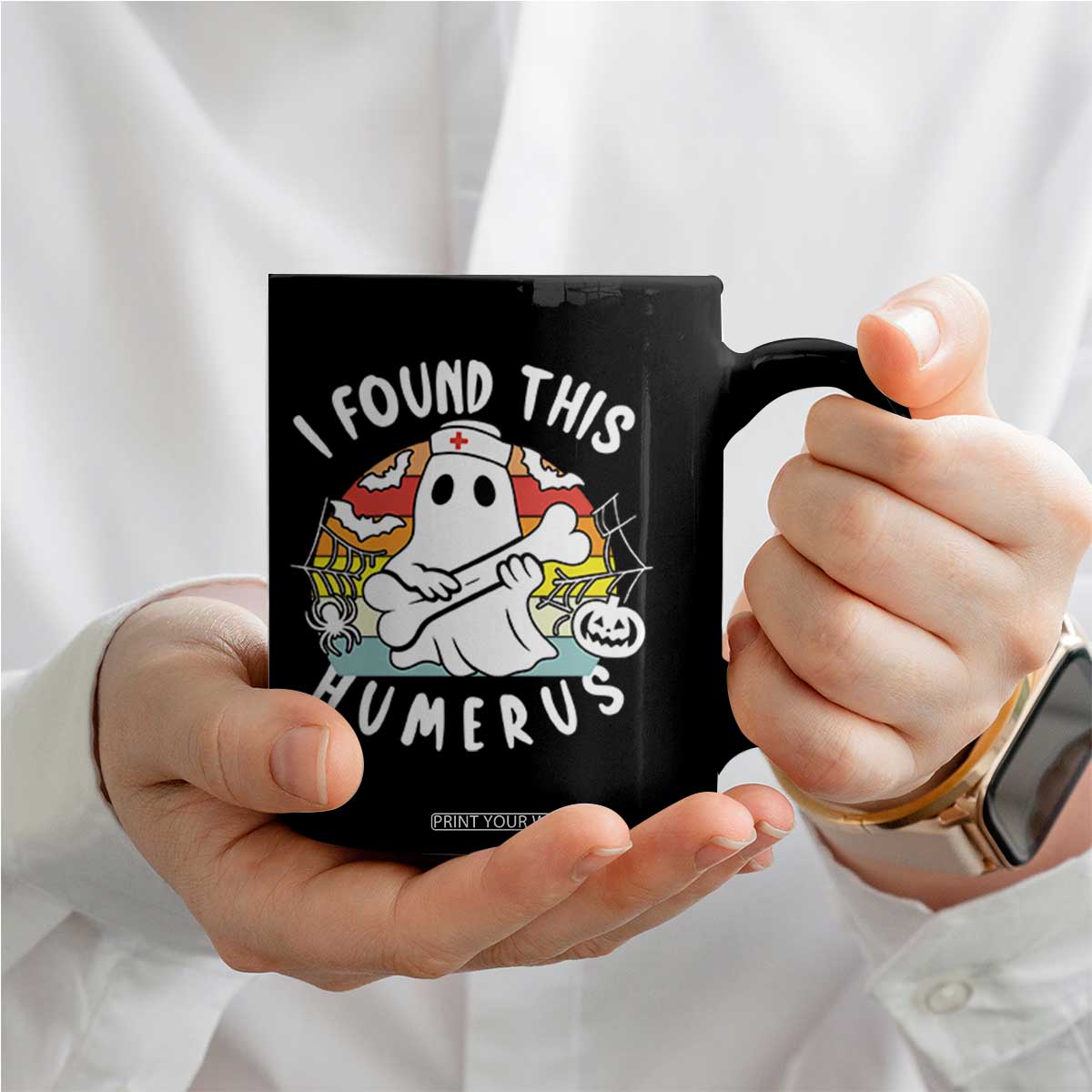 Halloween Ghost Nurse Coffee Mug I Found This Humerus Bone Pun TS12 Print Your Wear