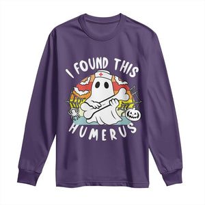 Halloween Ghost Nurse Long Sleeve Shirt I Found This Humerus Bone Pun TS12 Purple Print Your Wear