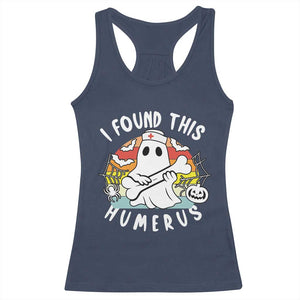 Halloween Ghost Nurse Racerback Tank Top I Found This Humerus Bone Pun TS12 Navy Print Your Wear