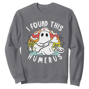 Halloween Ghost Nurse Sweatshirt I Found This Humerus Bone Pun TS12 Charcoal Print Your Wear