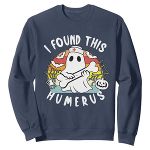 Halloween Ghost Nurse Sweatshirt I Found This Humerus Bone Pun TS12 Navy Print Your Wear
