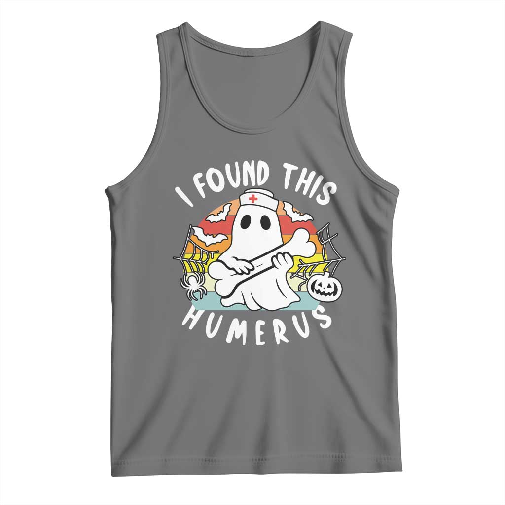 Halloween Ghost Nurse Tank Top I Found This Humerus Bone Pun TS12 Black Heather Print Your Wear