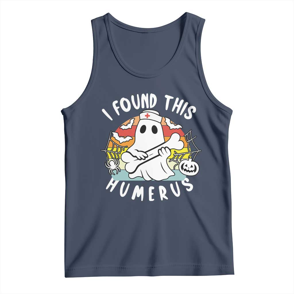 Halloween Ghost Nurse Tank Top I Found This Humerus Bone Pun TS12 Navy Print Your Wear