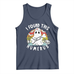 Halloween Ghost Nurse Tank Top I Found This Humerus Bone Pun TS12 Navy Print Your Wear