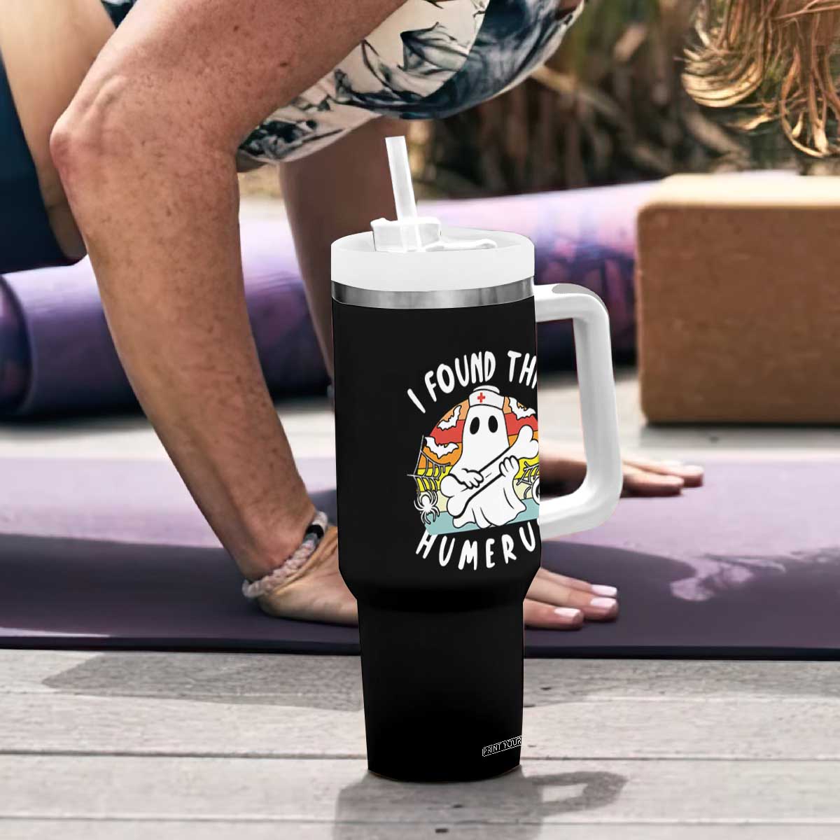 Halloween Ghost Nurse Tumbler With Handle I Found This Humerus Bone Pun TS12 Print Your Wear