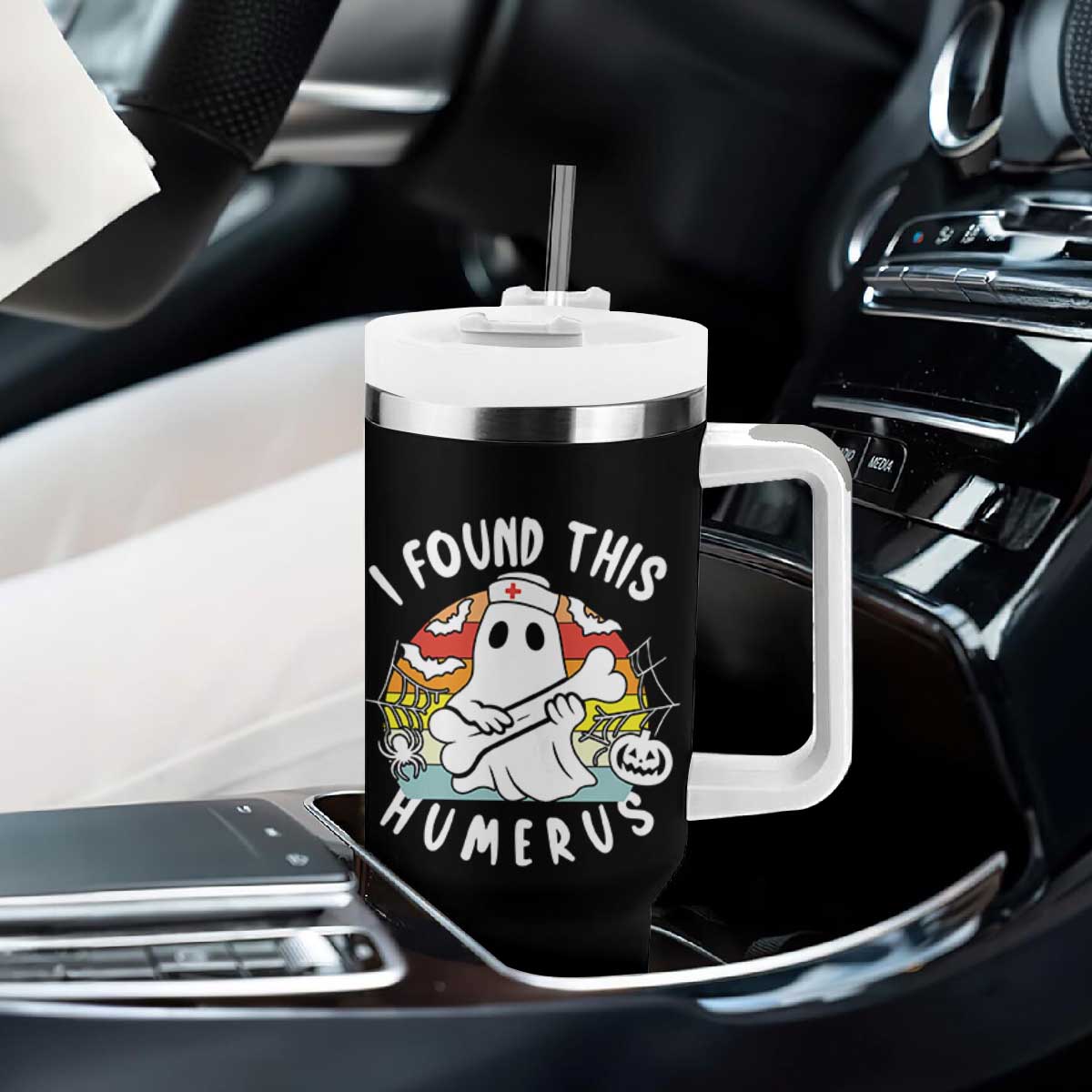 Halloween Ghost Nurse Tumbler With Handle I Found This Humerus Bone Pun TS12 Print Your Wear