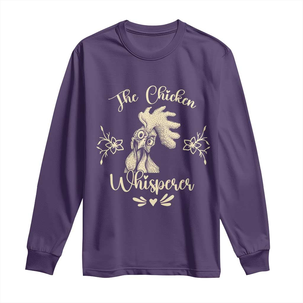 Funny Chicken Lover Gift Long Sleeve Shirt The Chicken Whisperer TS12 Purple Print Your Wear