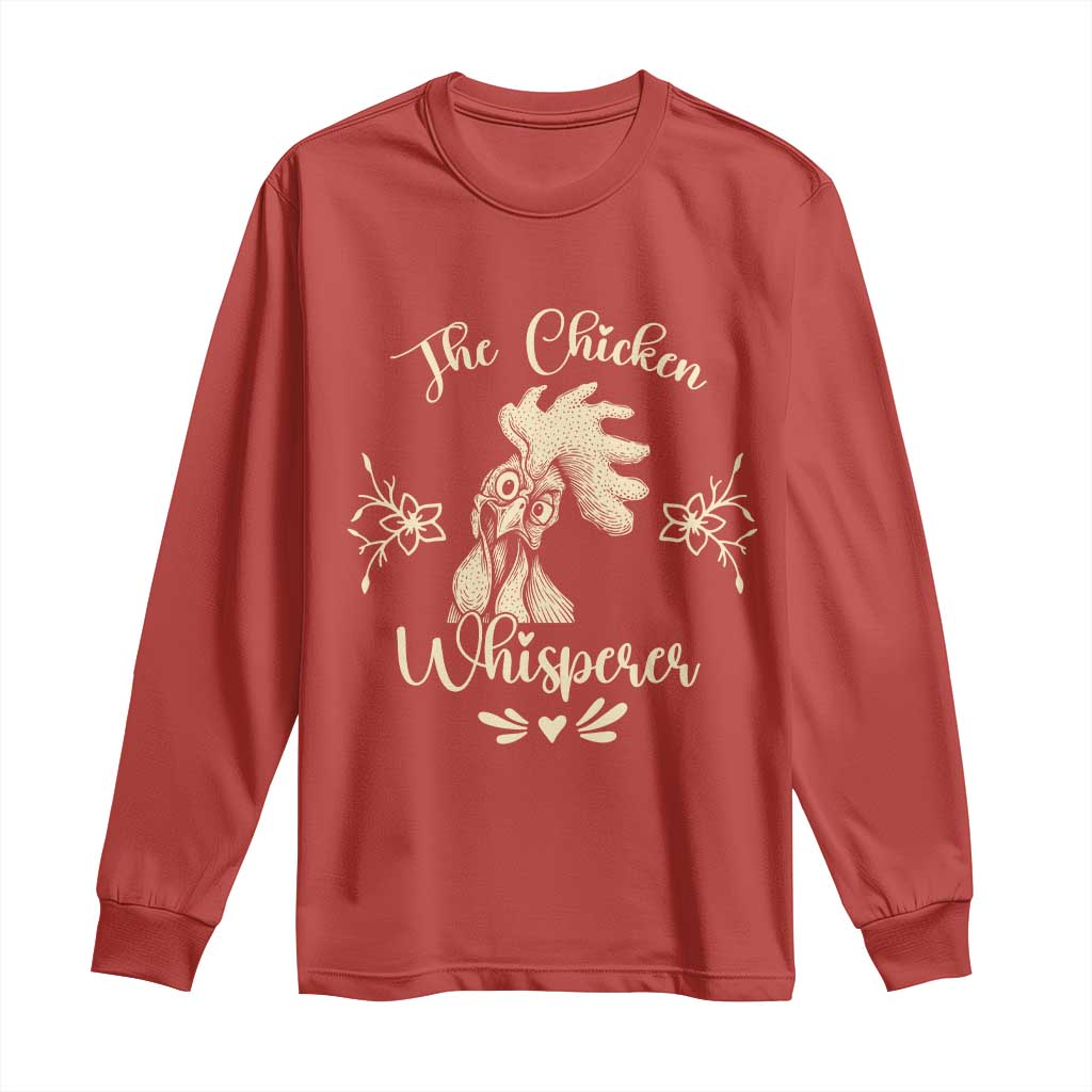 Funny Chicken Lover Gift Long Sleeve Shirt The Chicken Whisperer TS12 Red Print Your Wear