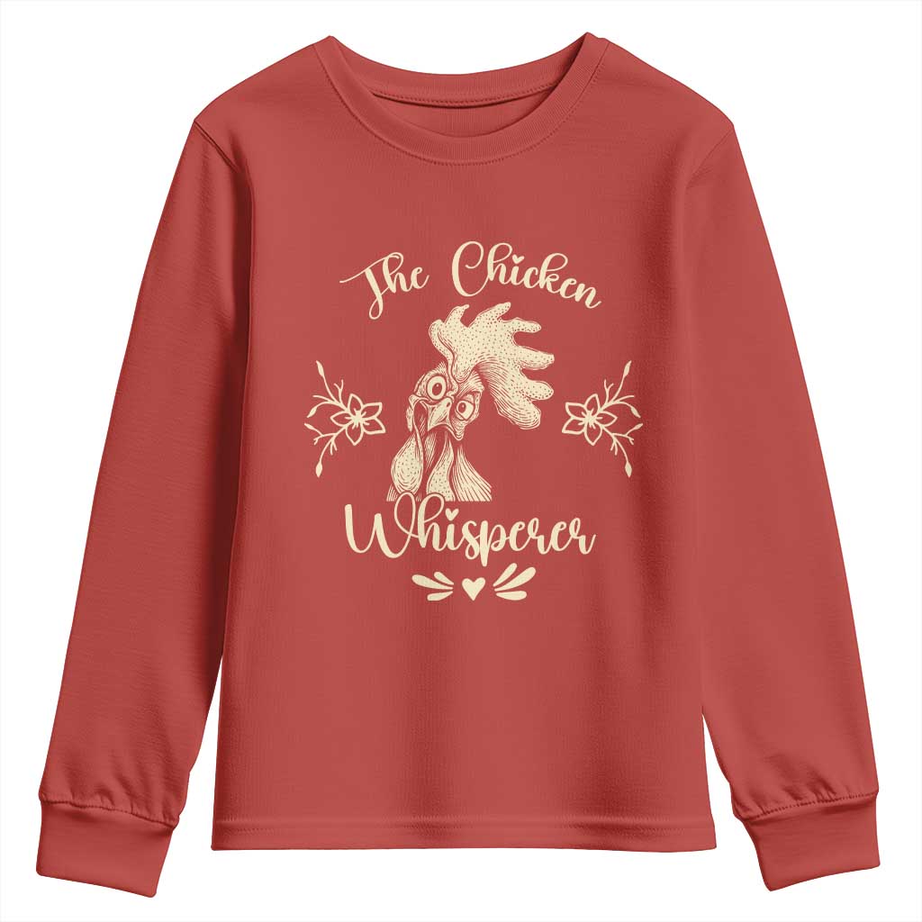 Funny Chicken Lover Gift Youth Sweatshirt The Chicken Whisperer TS12 Red Print Your Wear