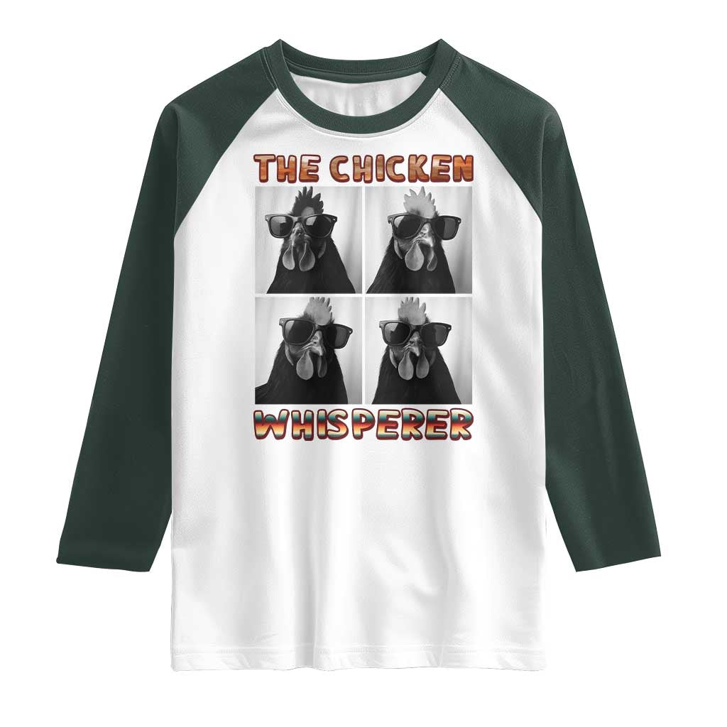 Funny Farm Animal Gift Raglan Shirt The Chicken Whisperer TS12 White Dark Forest Green Print Your Wear