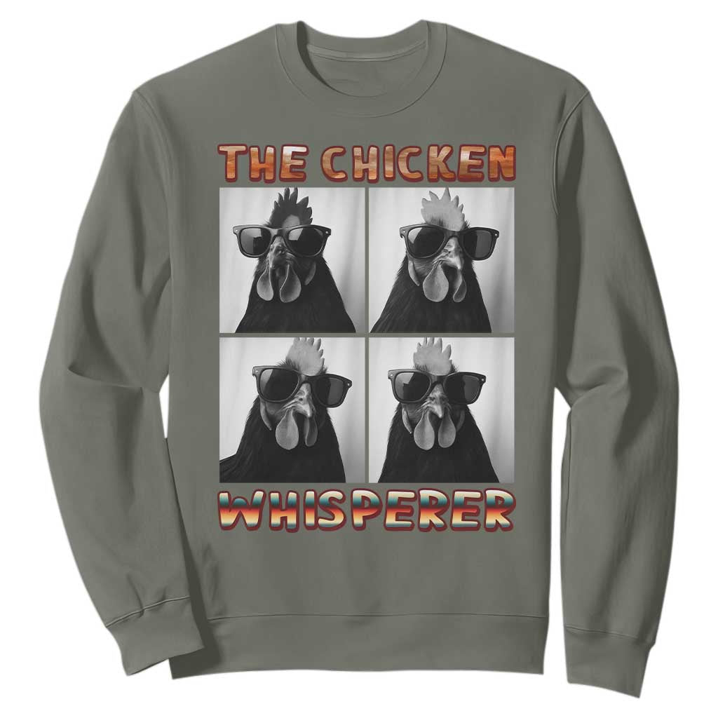 Funny Farm Animal Gift Sweatshirt The Chicken Whisperer TS12 Military Green Print Your Wear
