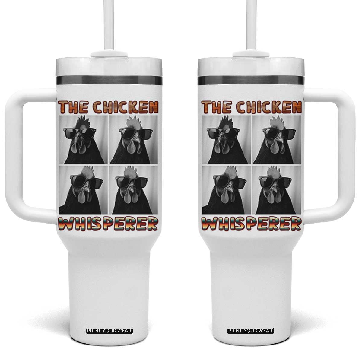 Funny Farm Animal Gift Tumbler With Handle The Chicken Whisperer TS12 One Size: 40 oz White Print Your Wear
