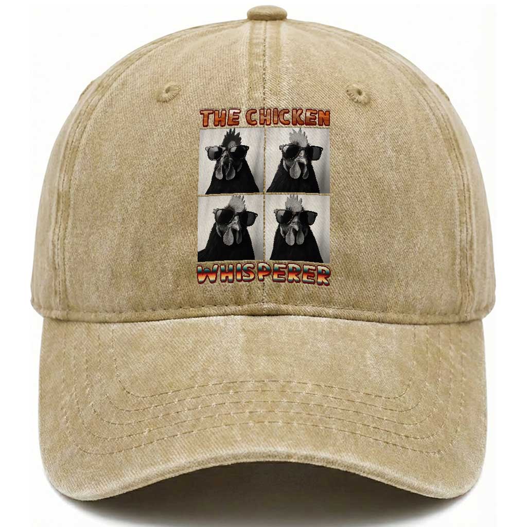 Funny Farm Animal Gift Washed Cotton Baseball Cap The Chicken Whisperer TS12 Print Your Wear