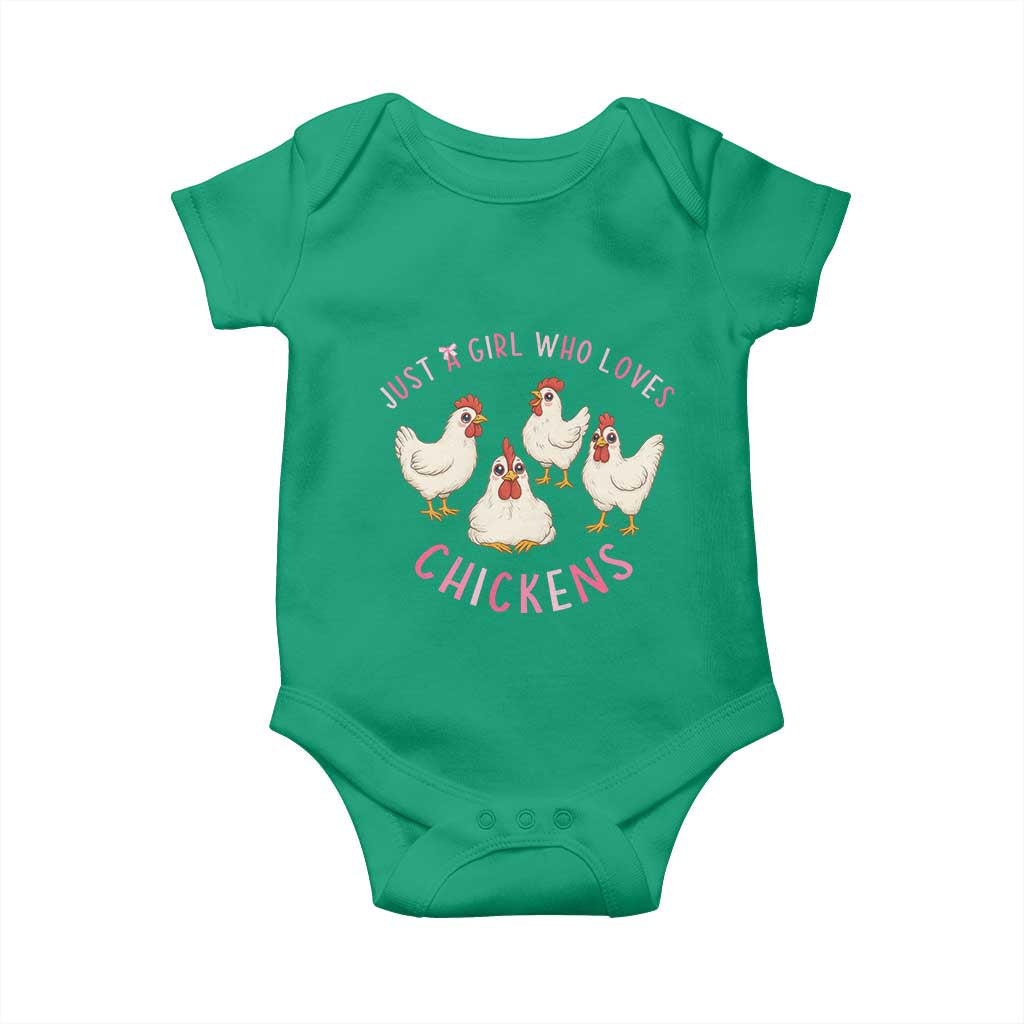 Chicken Lover Gift Baby Onesie Just A Girl Who Loves Chickens TS12 Irish Green Print Your Wear