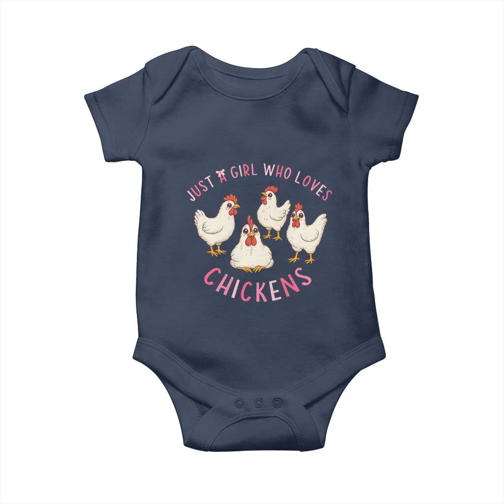 Chicken Lover Gift Baby Onesie Just A Girl Who Loves Chickens TS12 Navy Print Your Wear