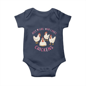 Chicken Lover Gift Baby Onesie Just A Girl Who Loves Chickens TS12 Navy Print Your Wear