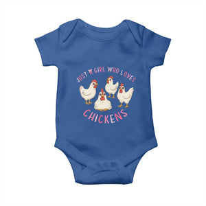 Chicken Lover Gift Baby Onesie Just A Girl Who Loves Chickens TS12 Royal Blue Print Your Wear