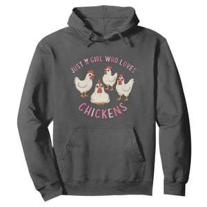 Chicken Lover Gift Hoodie Just A Girl Who Loves Chickens TS12 Dark Heather Print Your Wear