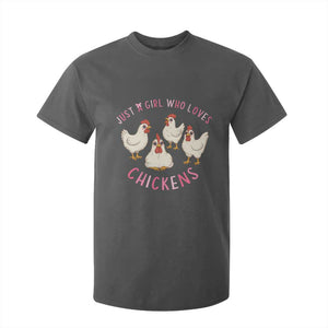 Chicken Lover Gift T Shirt For Kid Just A Girl Who Loves Chickens TS12 Dark Heather Print Your Wear