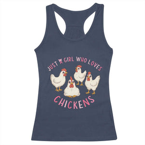 Chicken Lover Gift Racerback Tank Top Just A Girl Who Loves Chickens TS12 Navy Print Your Wear