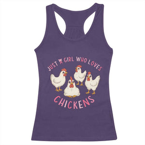 Chicken Lover Gift Racerback Tank Top Just A Girl Who Loves Chickens TS12 Purple Print Your Wear