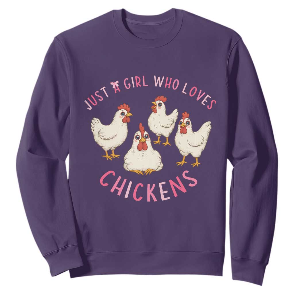 Chicken Lover Gift Sweatshirt Just A Girl Who Loves Chickens TS12 Purple Print Your Wear
