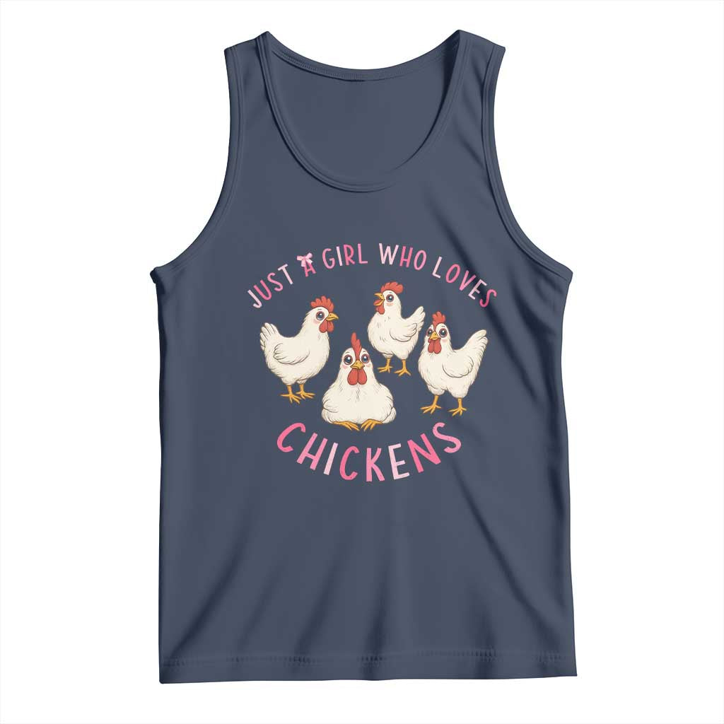 Chicken Lover Gift Tank Top Just A Girl Who Loves Chickens TS12 Navy Print Your Wear