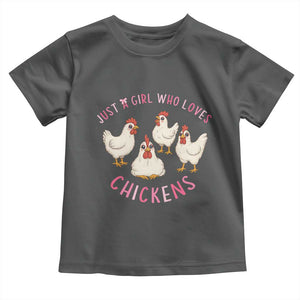Chicken Lover Gift Toddler T Shirt Just A Girl Who Loves Chickens TS12 Dark Heather Print Your Wear