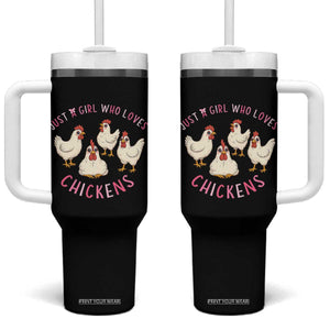 Chicken Lover Gift Tumbler With Handle Just A Girl Who Loves Chickens TS12 One Size: 40 oz Black Print Your Wear