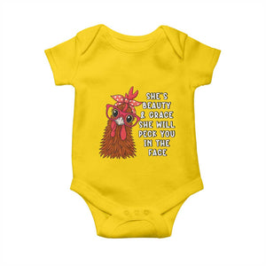 Funny Chicken Lover Gift Baby Onesie She Is Beauty And Grace She Will Peck You In The Face TS12 Daisy Print Your Wear