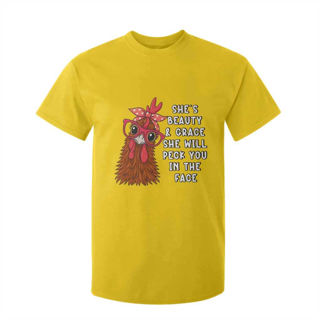 Funny Chicken Lover Gift T Shirt For Kid She Is Beauty And Grace She Will Peck You In The Face TS12 Daisy Print Your Wear